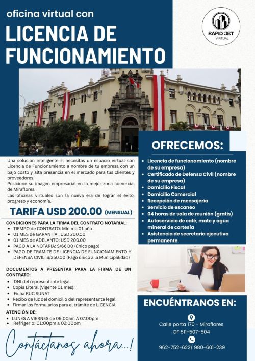 imagen de OFICINA VIRTUAL CON LICENCIA DE FUNCIONAMIENTO con id 34328