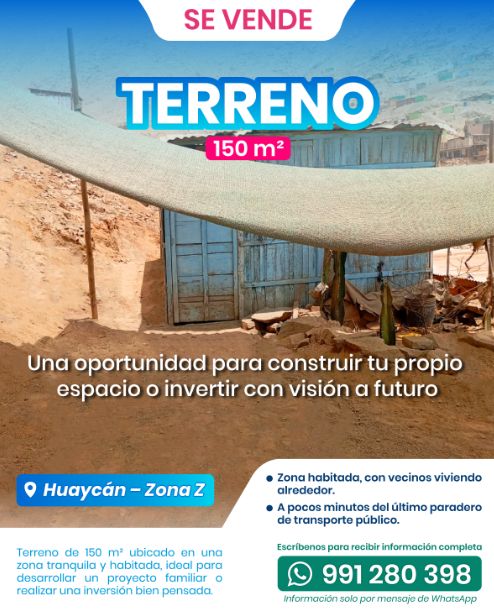 imagen de ? TERRENO EN VENTA – HUAYCÁN (ZONA Z)  con id 34723